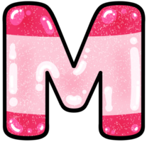 hand drawn alphabet M pink color tone with jelly texture png