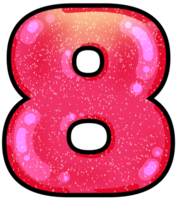 hand drawn number 8 pink color tone with jelly texture png
