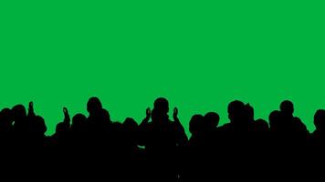 menigte juichen en vieren silhouet groen scherm terug visie video