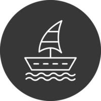 navegación barco línea invertido icono diseño vector