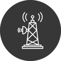 Signal Tower Line Inverted Icon Design vector