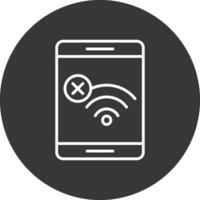 No Wifi Line Inverted Icon Design vector