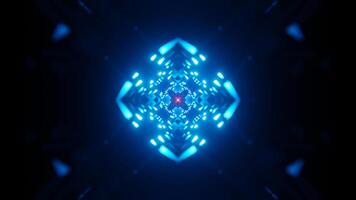 vj loop. abstract motion background. 3D glowing blue mandala style. seamless 4K video