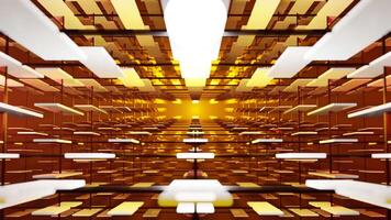 vj loop. abstract motion background. 3d luxury golden light tunnel and path. seamless 4k video