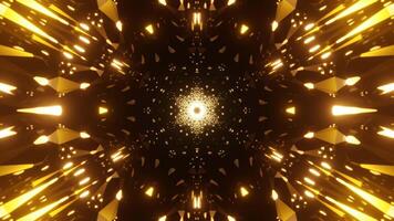 vj loop. abstract motion background. 3D fractal yellow firework mandala style. seamless 4K video