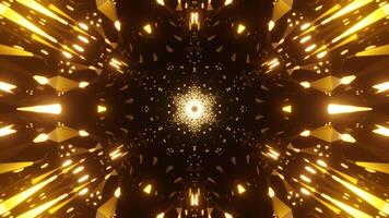 vj boucle. abstrait mouvement Contexte. 3d fractale Jaune feu d'artifice mandala style. sans couture 4k video