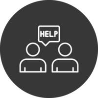 Ask For Help Line Inverted Icon Design vector