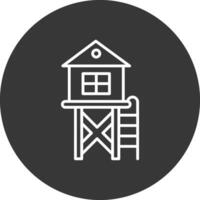 Lifeguard Tower Line Inverted Icon Design vector