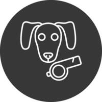 perro línea invertido icono diseño vector