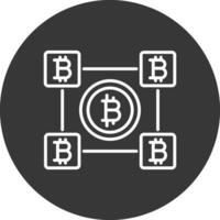 bitcoin bloques línea invertido icono diseño vector