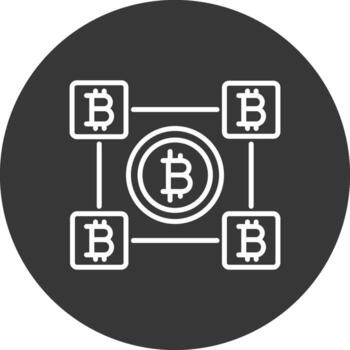 Bitcoin Blocks Line Inverted Icon Design vector