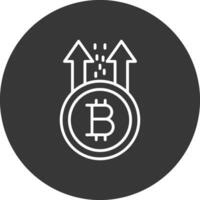 Bitcoin Rise Line Inverted Icon Design vector