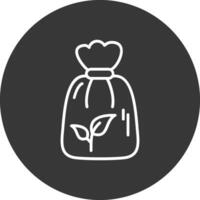 Bio Garbage Bag Line Inverted Icon Design vector