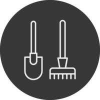 Rake And Hoe Line Inverted Icon Design vector