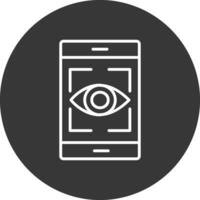 ojo reconocimiento línea invertido icono diseño vector