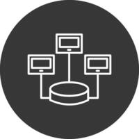 Distributed Database Line Inverted Icon Design vector