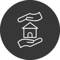 hogar seguro línea invertido icono diseño vector