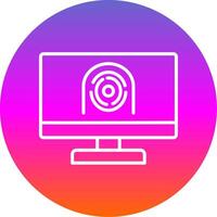 Security Computer Faceprint Line Gradient Circle Icon vector