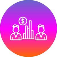 Team Revenue Line Gradient Circle Icon vector