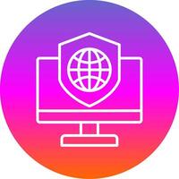 Security Computer Connect Line Gradient Circle Icon vector