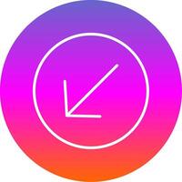 Down Left Arrow Line Gradient Circle Icon vector