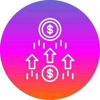 Money Growth Line Gradient Circle Icon vector