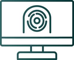 Security Computer Faceprint Line Gradient Icon vector