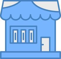 Book Shop Line Filled Blue Icon vector