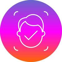 Facial Recognition Line Gradient Circle Icon vector