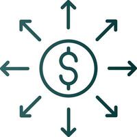 Dollar Network Line Gradient Icon vector