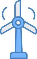 viento turbina línea lleno azul icono vector