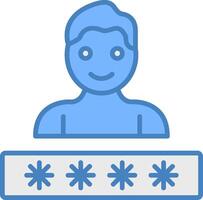 Account Password Line Filled Blue Icon vector