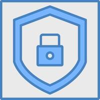 aplicación seguridad línea lleno azul icono vector