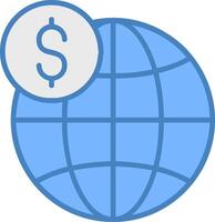 Global Business Line Filled Blue Icon vector