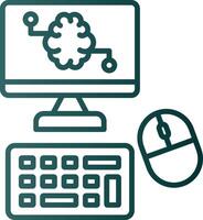 icono de gradiente de línea de computadora vector