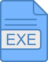 EXE File Format Line Filled Blue Icon vector