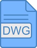 DWG File Format Line Filled Blue Icon vector