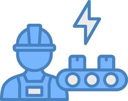 Industrial Worker Line Filled Blue Icon vector