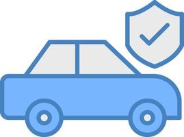 coche seguro línea lleno azul icono vector