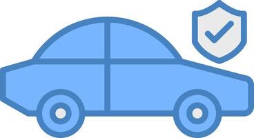 coche seguro línea lleno azul icono vector