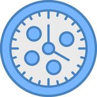 reloj línea lleno azul icono vector