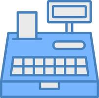 Cash Register Line Filled Blue Icon vector