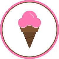 Cone Ice Cream Flat Circle Icon vector