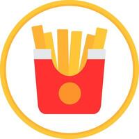 French Fries Flat Circle Icon vector