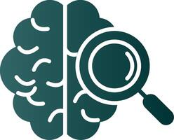 icono de gradiente de glifo cerebral vector