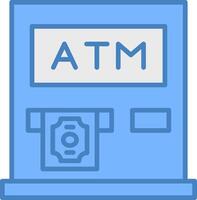 Atm Machine Line Filled Blue Icon vector