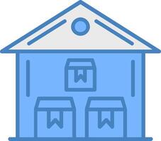 Warehouse Line Filled Blue Icon vector