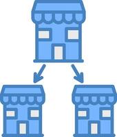 Chain Store Line Filled Blue Icon vector
