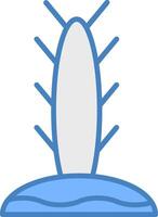 cactus línea lleno azul icono vector