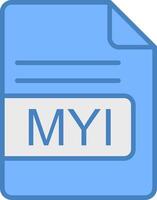 MYI File Format Line Filled Blue Icon vector